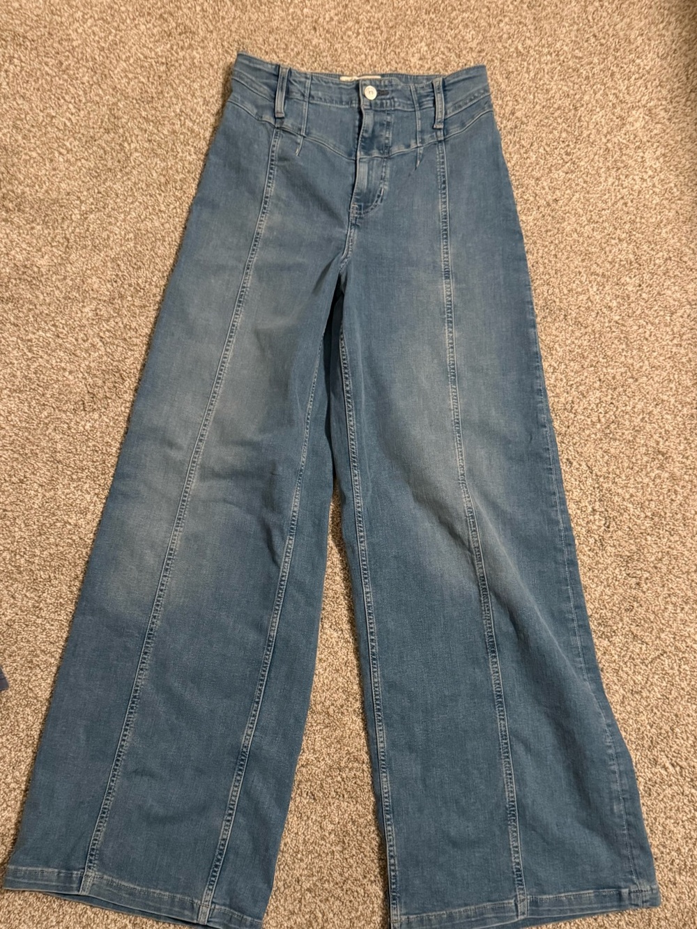 Free People High-Rise Wide Leg Jeans in Blue Denim